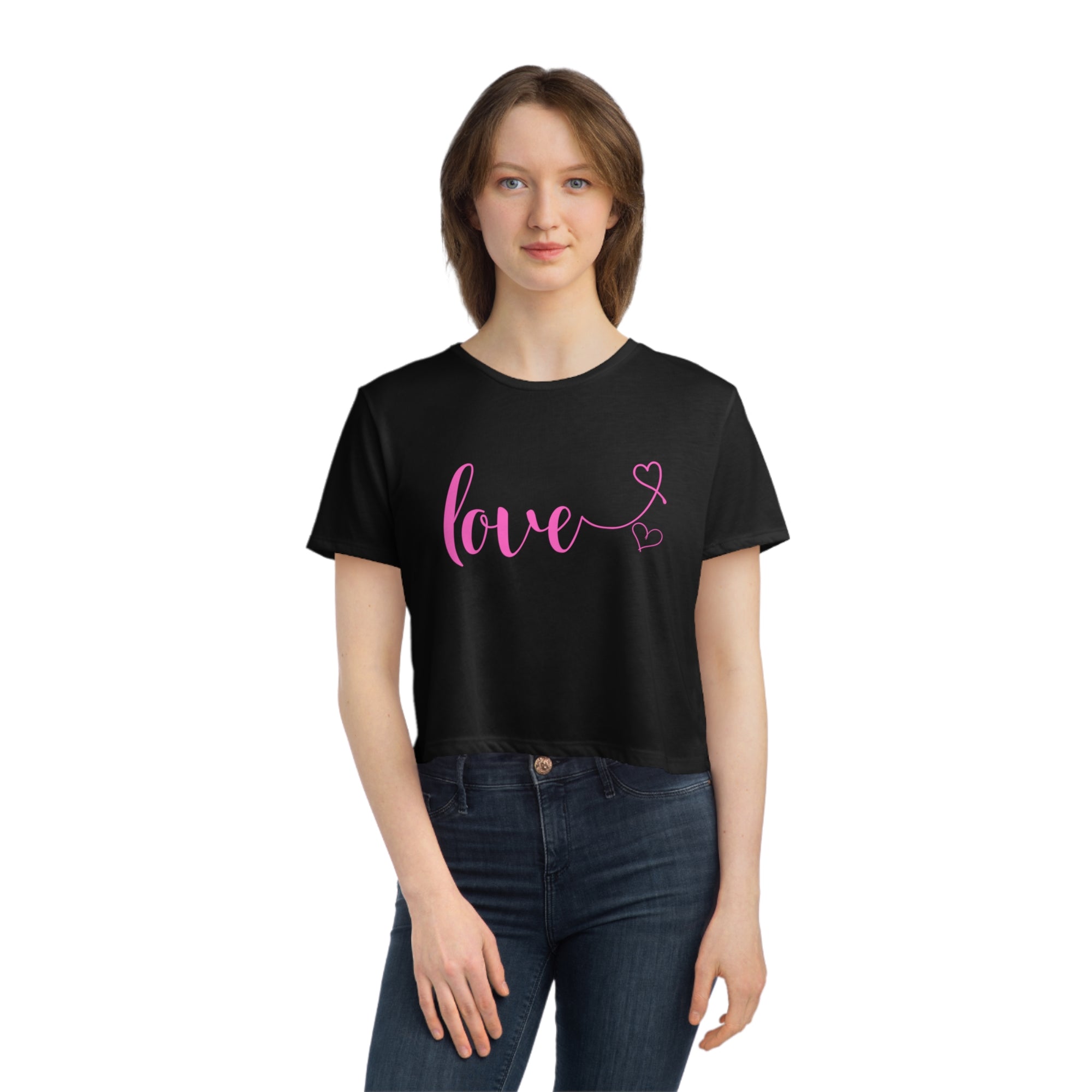 LOVE Women&#39;s Flowy Cropped Tee - T&amp;L Apparel Store