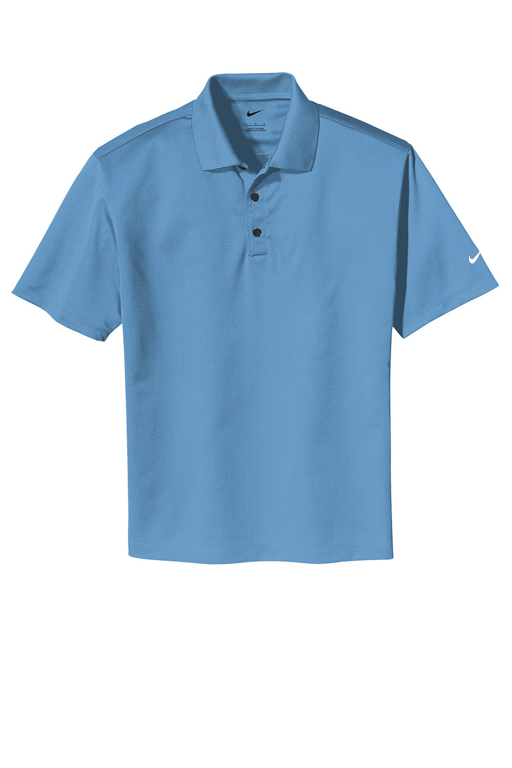 Blue polo shirt with Nike logo on a white background