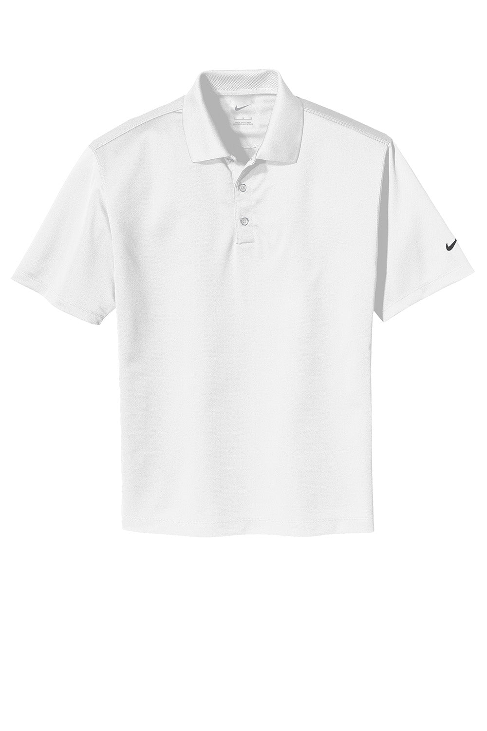 White polo shirt with Nike logo on a white background