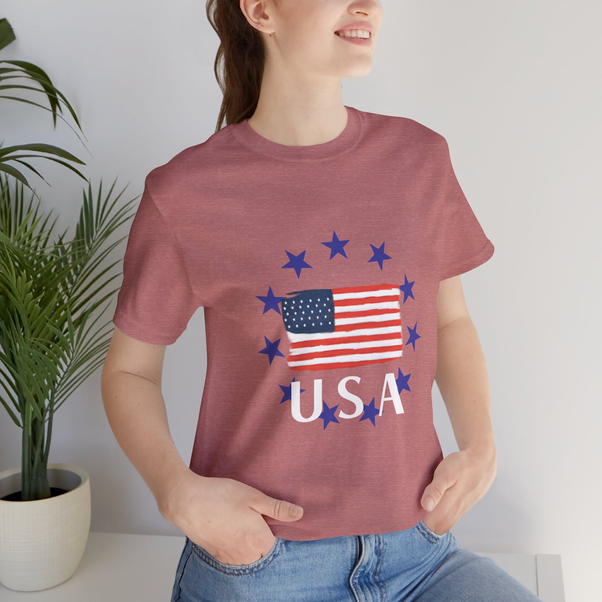 USA Womens Jersey Short Sleeve Tee Shirt - T&amp;L Apparel Store