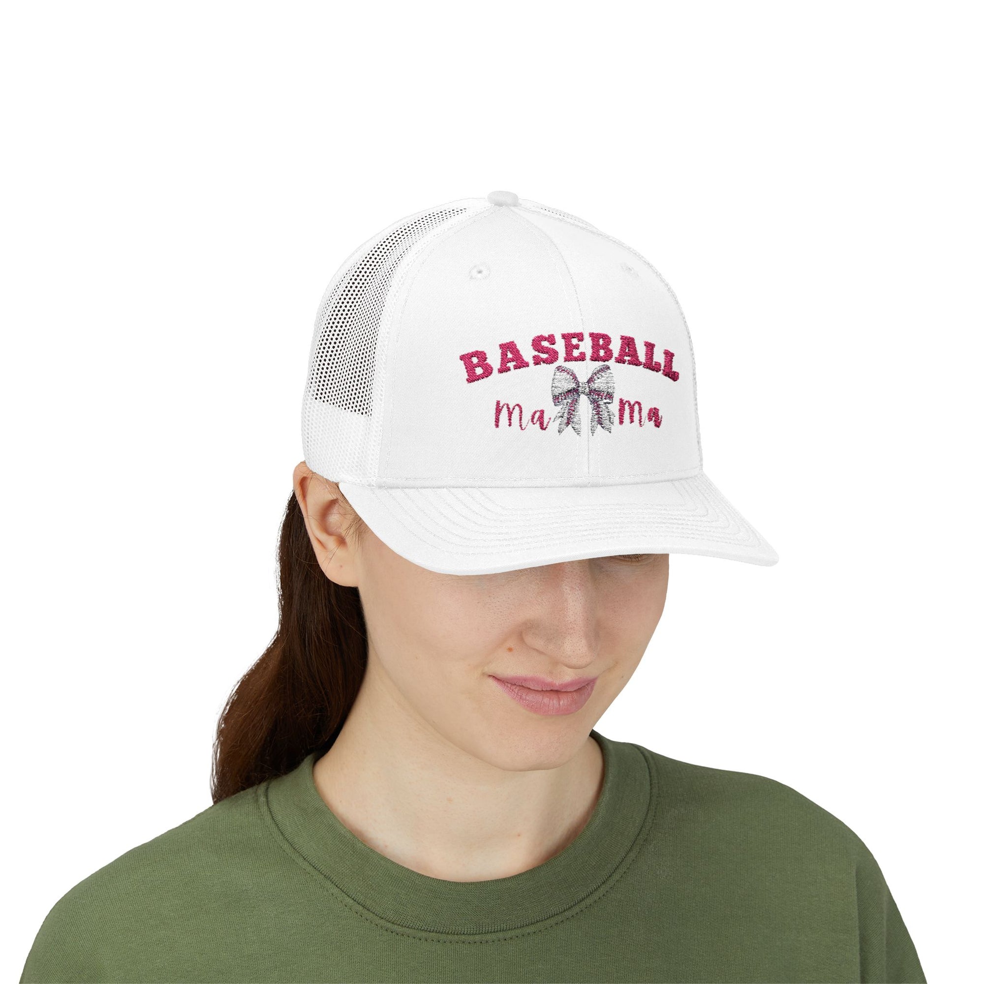 Snapback Cap - Baseball Mama Enthusist Gift Idea - White - Front