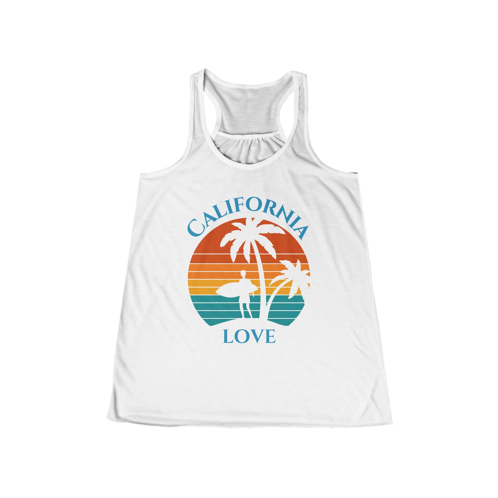 California Love - Women&#39;s Flowy Fitted Racerback Tank - T&amp;L Apparel Store