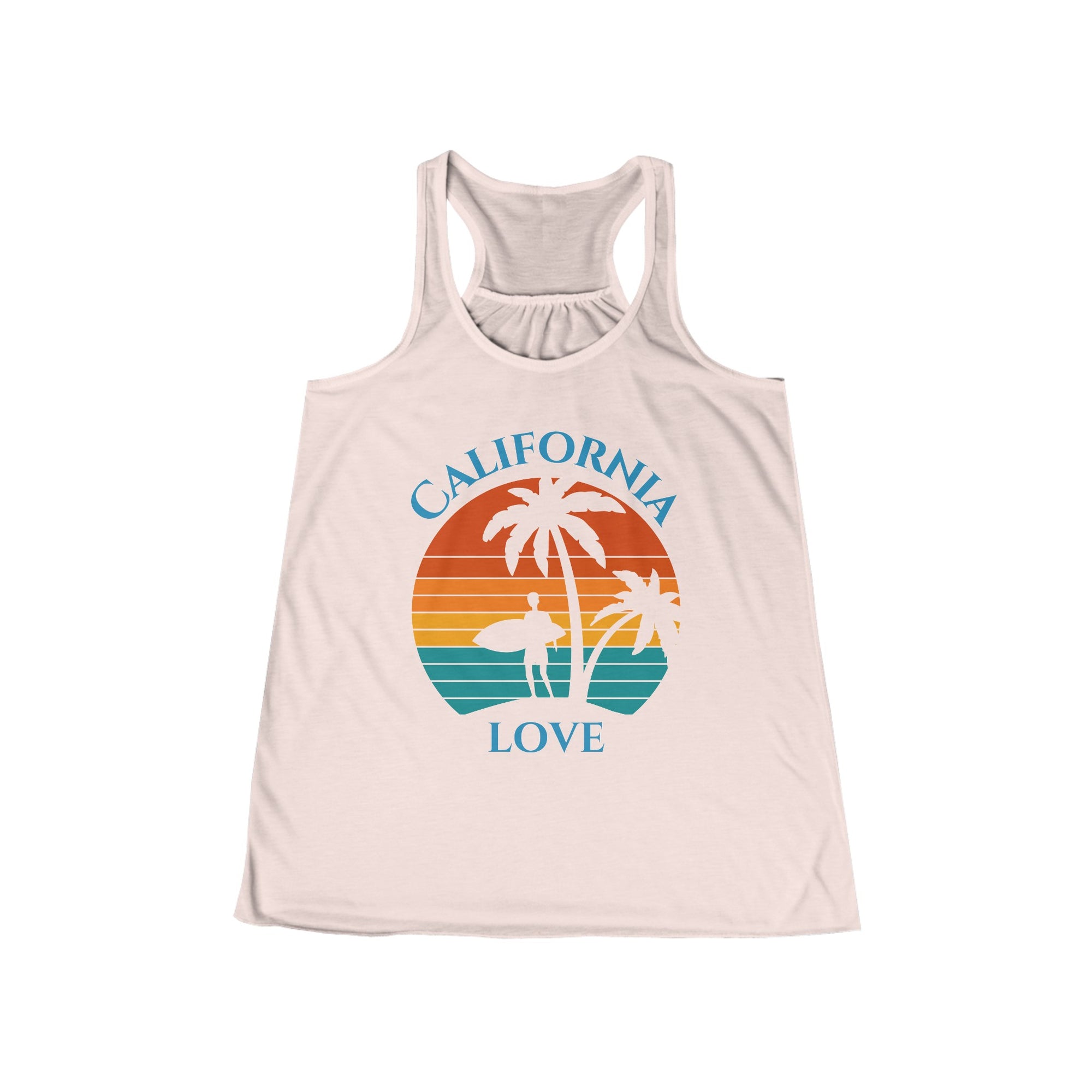 California Love - Women&#39;s Flowy Fitted Racerback Tank - T&amp;L Apparel Store