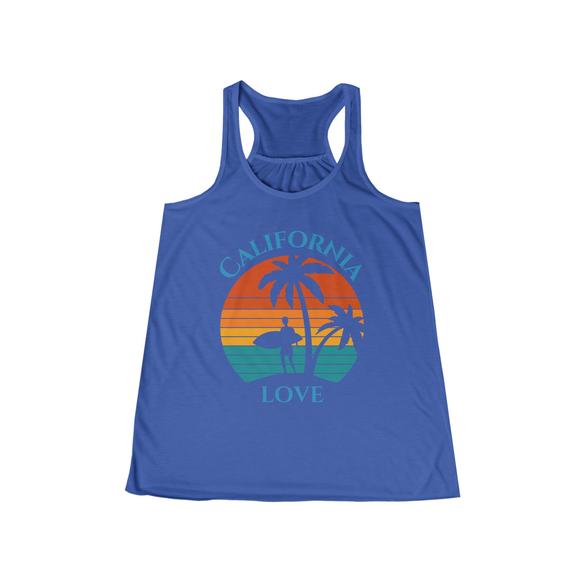 California Love - Women&#39;s Flowy Fitted Racerback Tank - T&amp;L Apparel Store