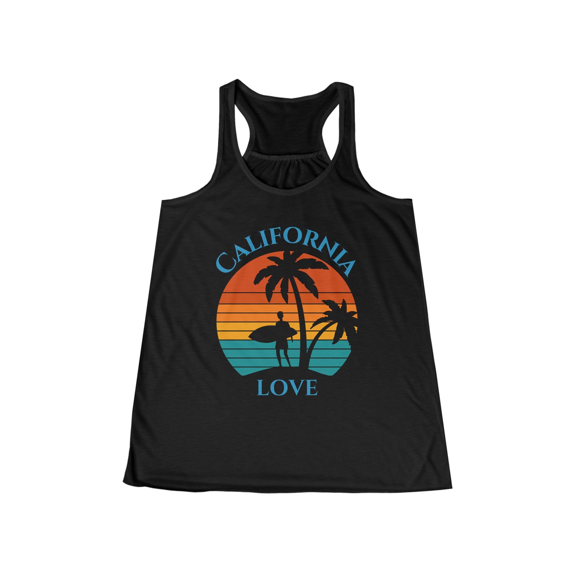 California Love - Women&#39;s Flowy Fitted Racerback Tank - T&amp;L Apparel Store