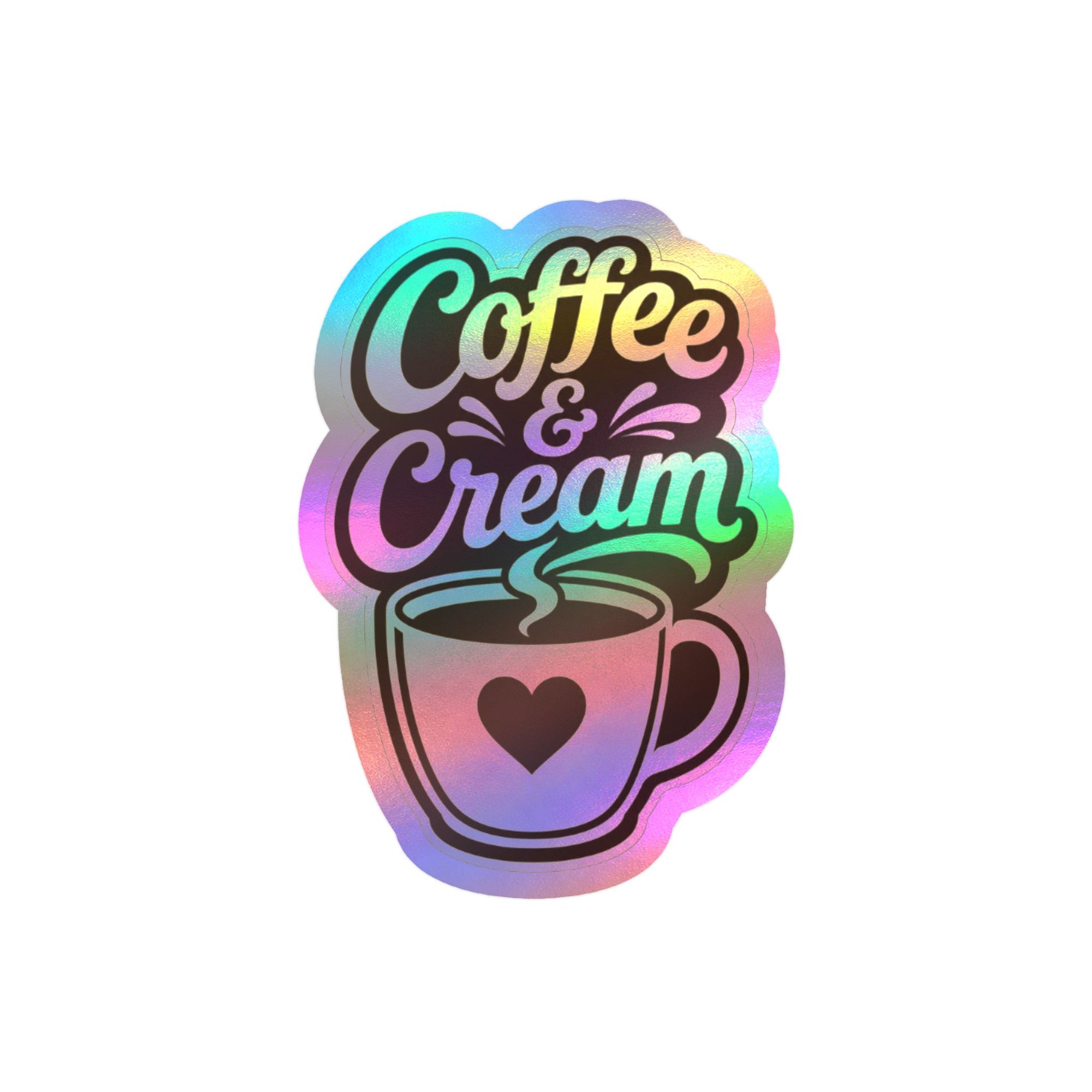 Coffee &amp; Cream Kiss-Cut Vinyl Sticker – Cute Coffee Cup Decal for Laptops, Tumblers &amp; Windows 3" x 4" Kiss-Cut Holographic Paper products