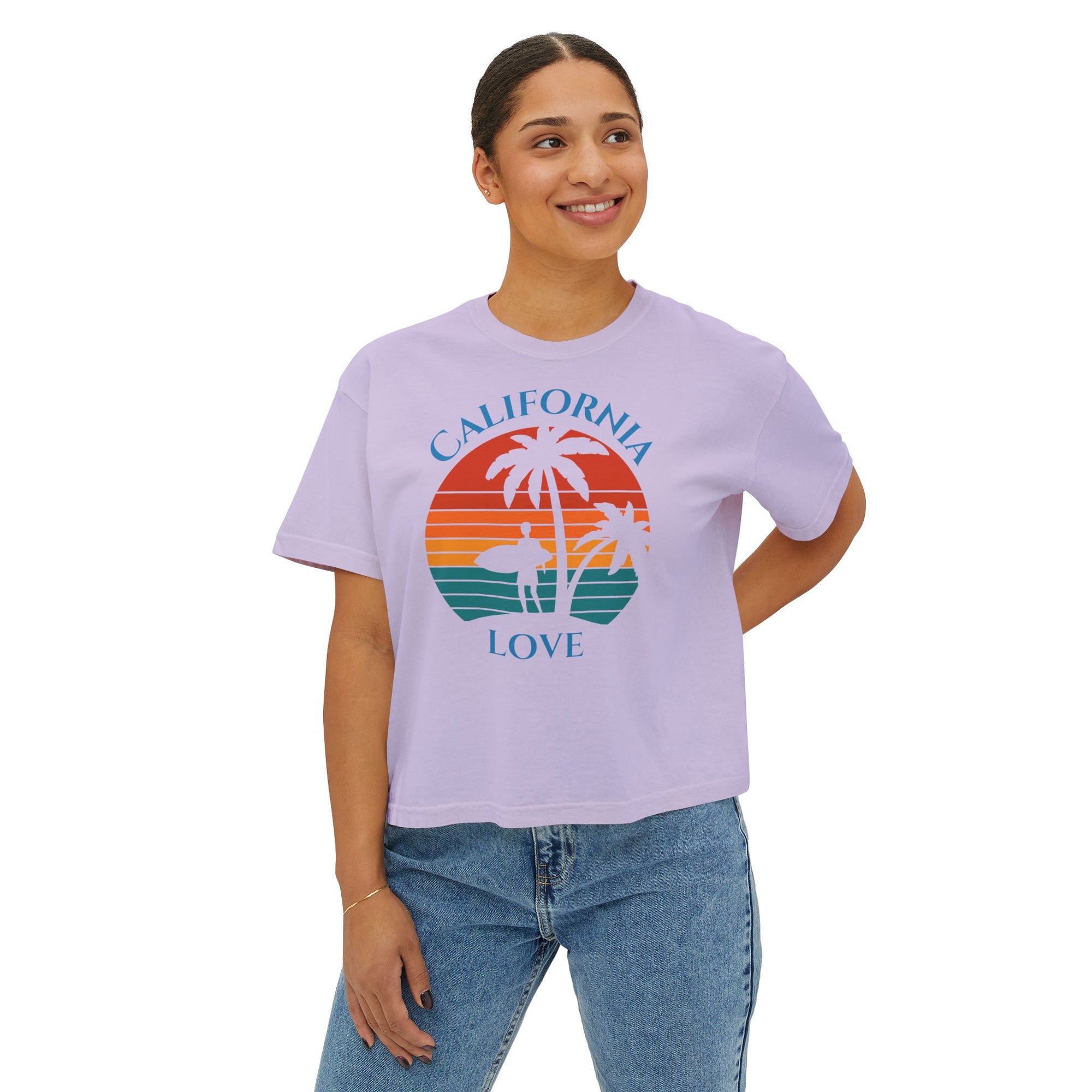 California Love - Women&#39;s Cropped Boxy Tee Shirt - T&amp;L Apparel Store