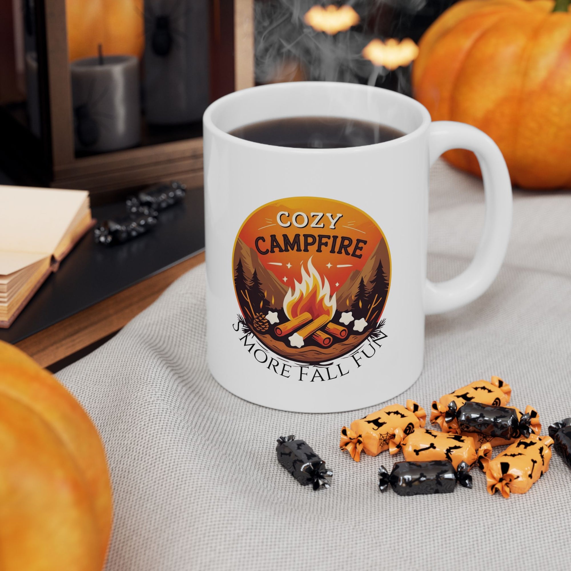 Cozy Campfire Ceramic Mug - Perfect Gift for Coffee Lovers &amp; Nature Enthusiasts