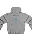 Gray hoodie with customizable design area on a white background