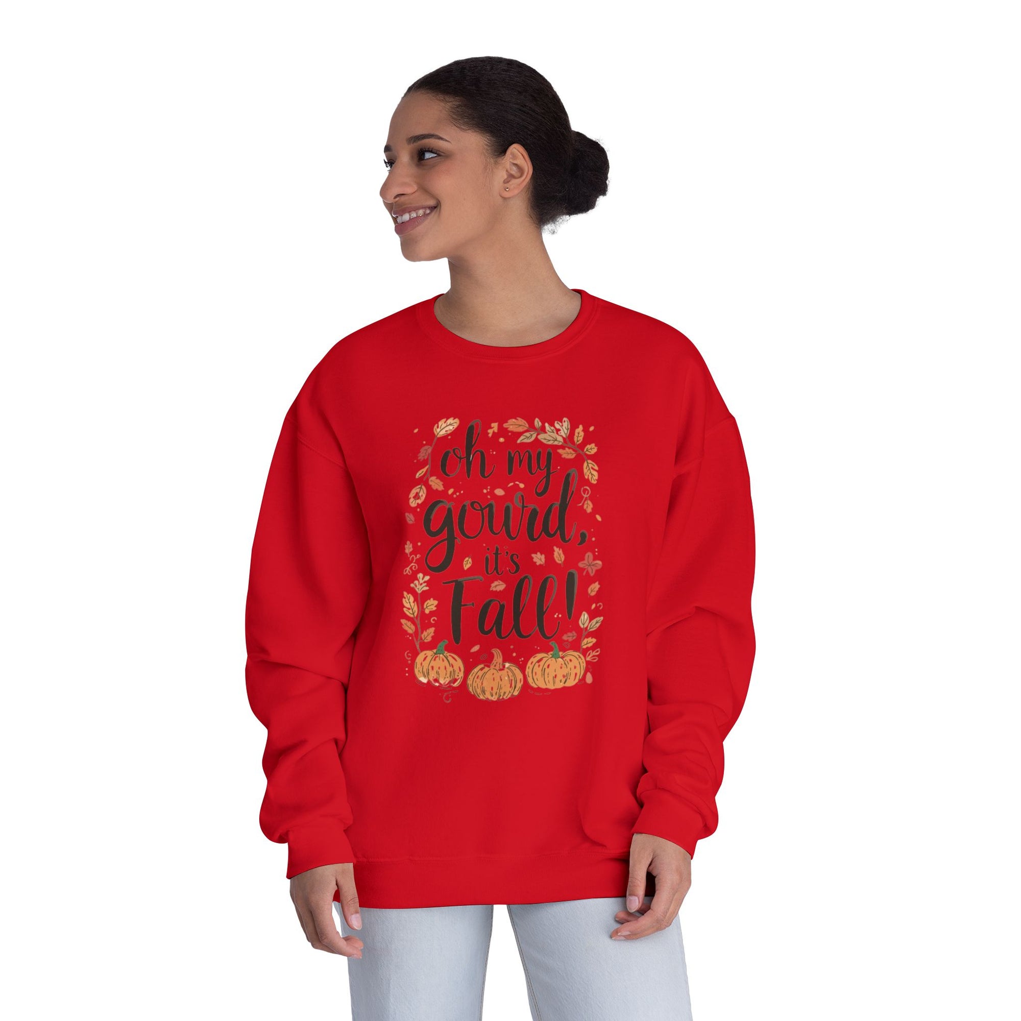 Fall Pumpkin Crewneck Sweatshirt — “Oh My Gourd, It’s Fall” Autumn Graphic