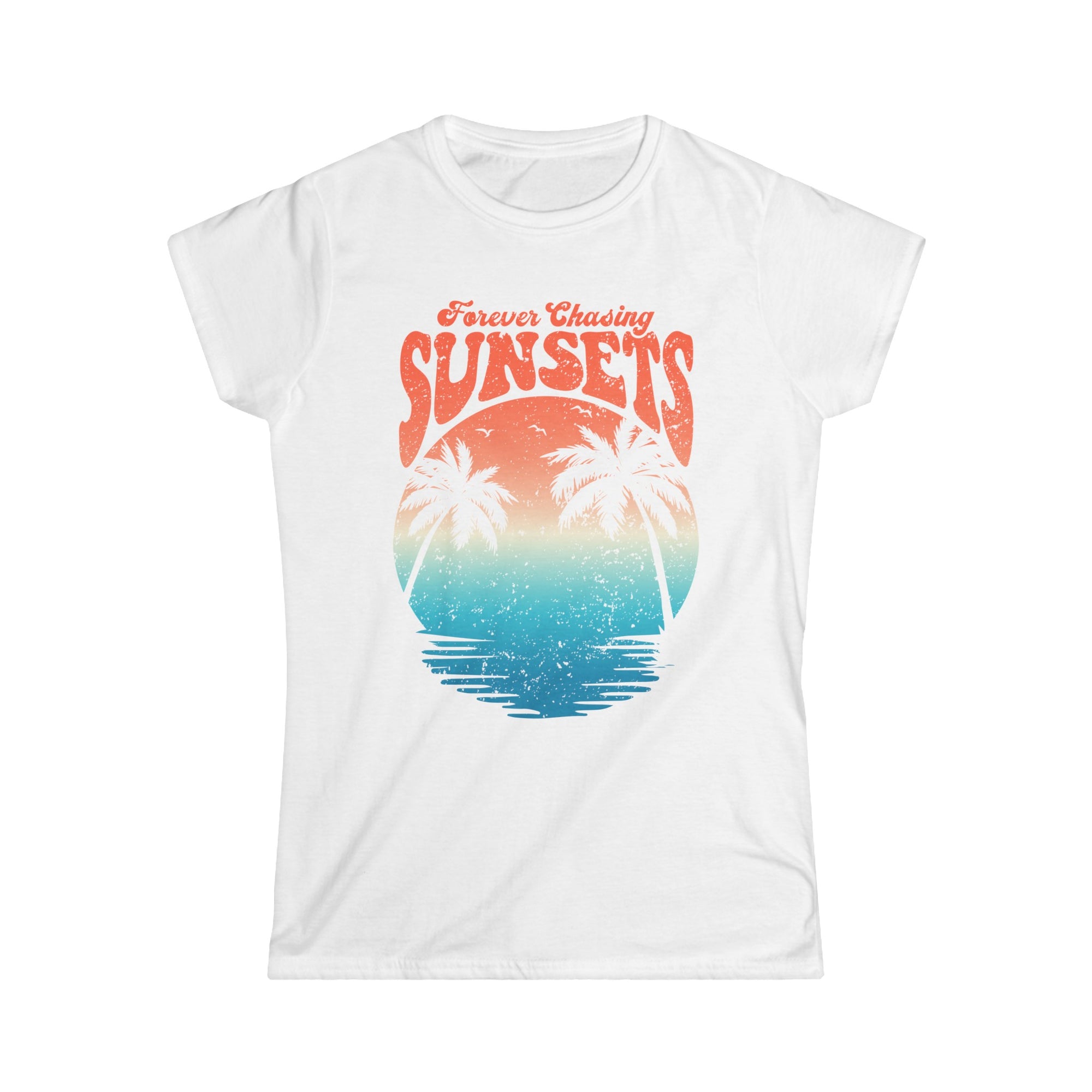 CHASING SUNSET Women's Fitted Softstyle Tee Shirt - T&L Apparel Store