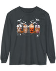 Halloween Coffee Time - Unisex Garment-dyed Long Sleeve T-Shirt - T&L Apparel Store