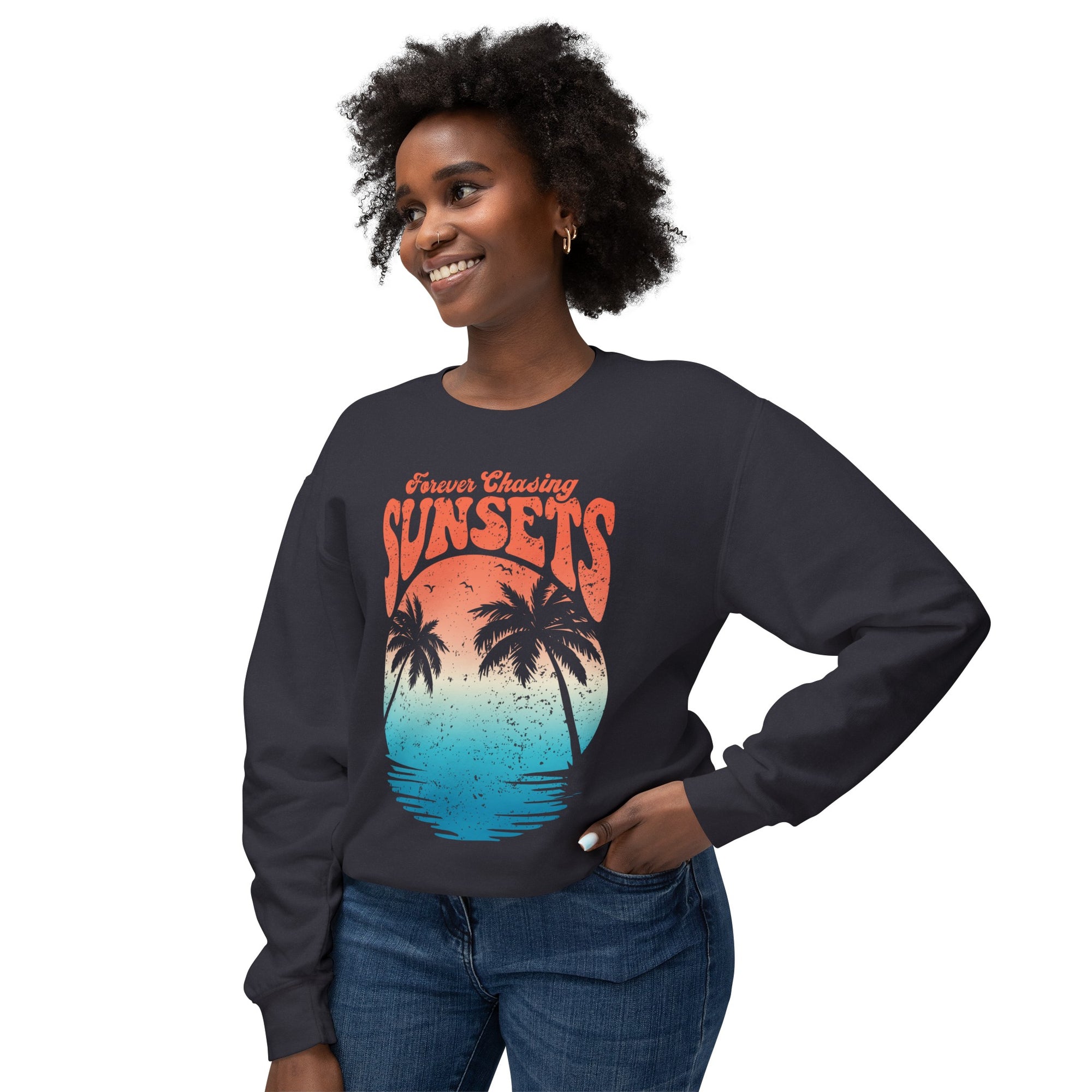 CHASING SUNSET Women&#39;s Lightweight Crewneck Sweatshirt - T&amp;L Apparel Store