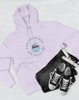 Lavender hoodie with a design placeholder, black jeans, and black sneakers on a light gray background