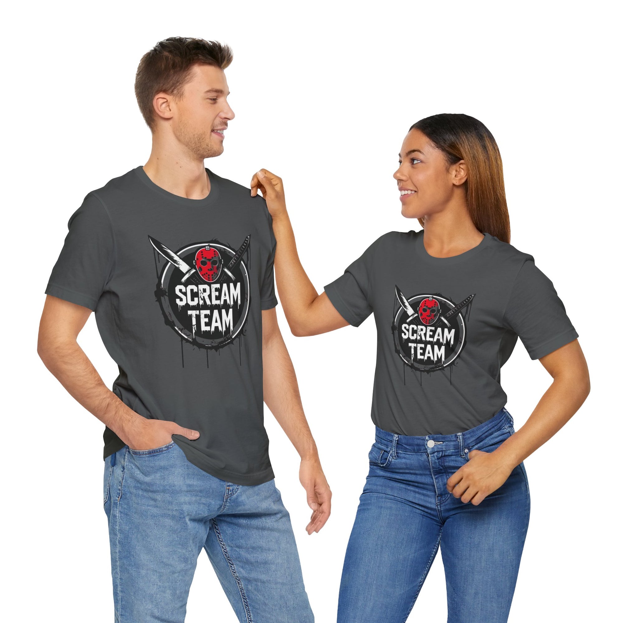 Scream Team Graphic Tee, Halloween Shirt, Unisex Casual Wear, Spooky Party Outfit, Horror Lovers Gift, Movie Night Apparel