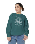 Sweatshirt - White Outlined Pumpkin Thankful Design