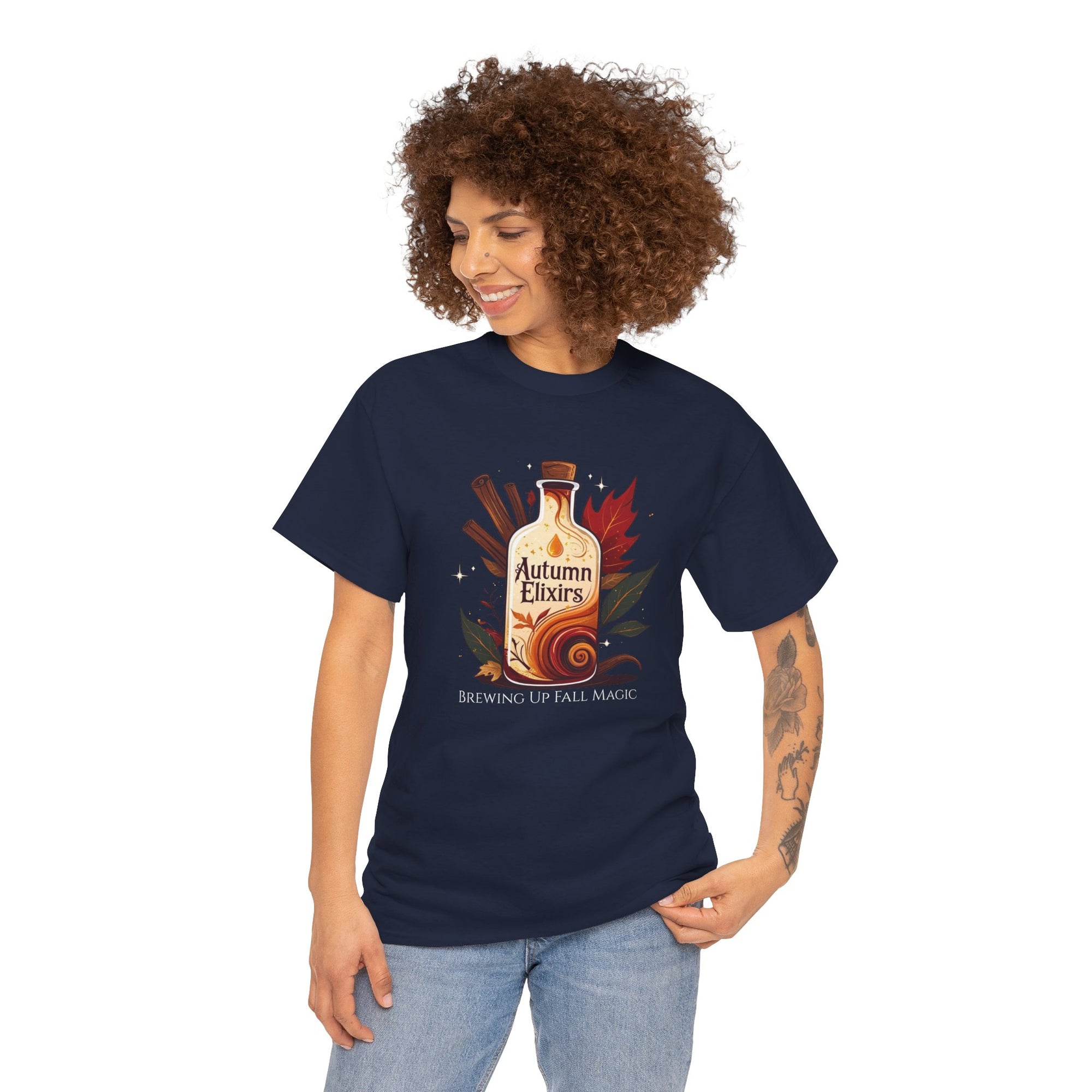 Autumn Elixirs Unisex Heavy Cotton Tee | Fall Fashion, Cozy Layer, Graphic Tee, Harvest Gift, Seasonal Apparel
