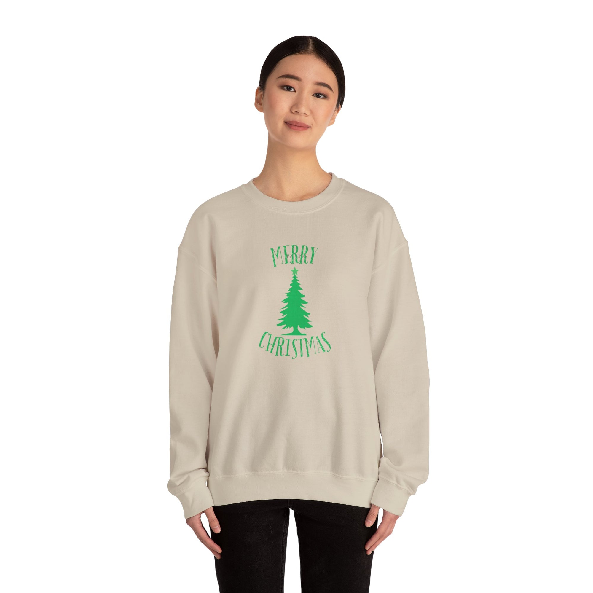 Christmas Tree Crewneck Sweatshirt — &#39;Merry Christmas&#39; Minimal Holiday Pullover