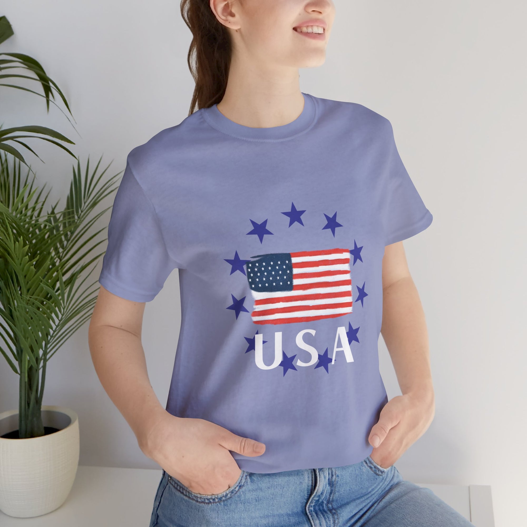 USA Womens Jersey Short Sleeve Tee Shirt - T&amp;L Apparel Store