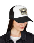 Trucker Hat — "Bad Decisions Make Great Stories" Foam Mesh Cap