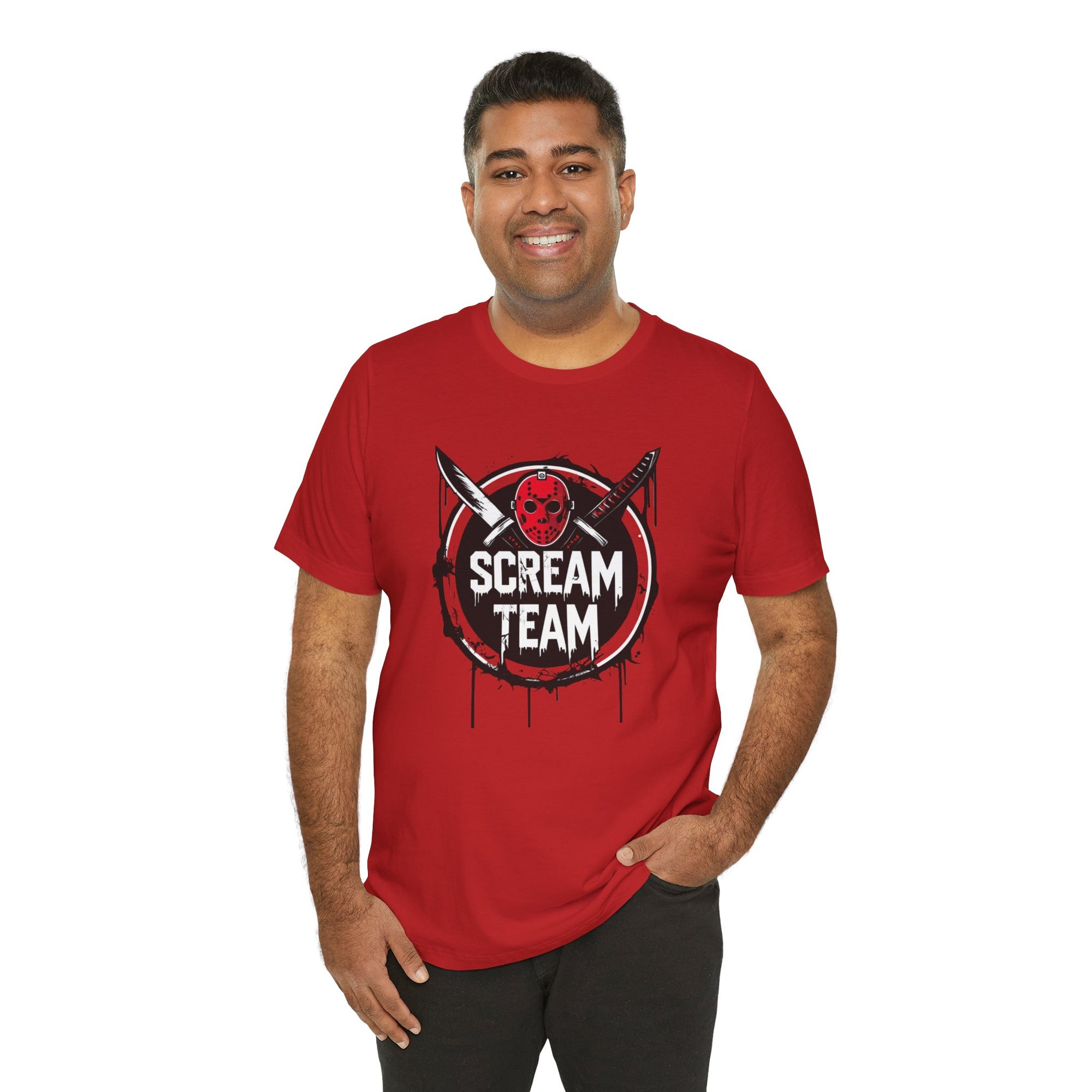 Scream Team Graphic Tee, Halloween Shirt, Unisex Casual Wear, Spooky Party Outfit, Horror Lovers Gift, Movie Night Apparel