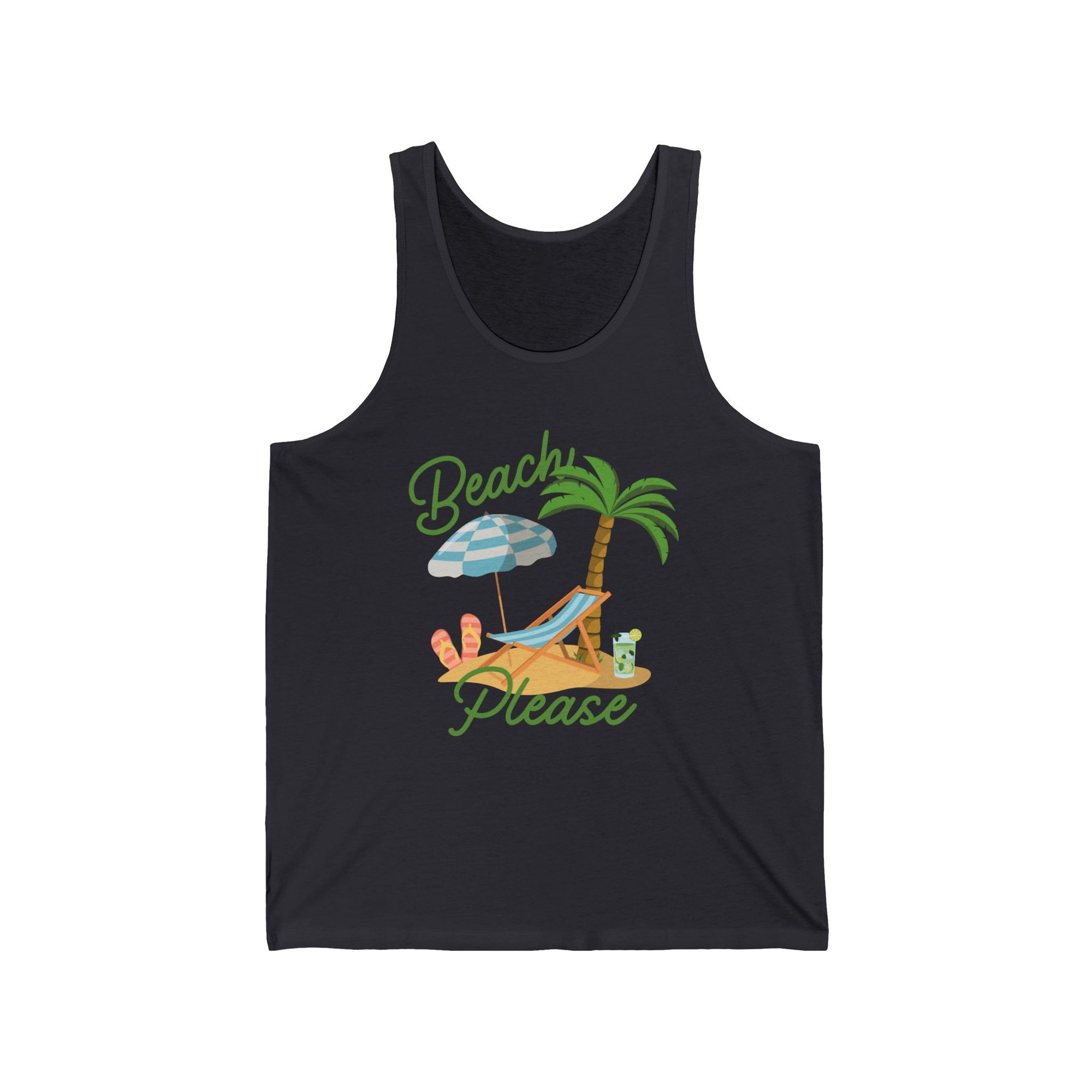 Beach Please Jersey Tank – Summer Vibes, Vacation Essential, Gift for Beach Lovers Dark Grey Tank Top