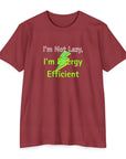 Maroon t-shirt with humorous text design on a white background