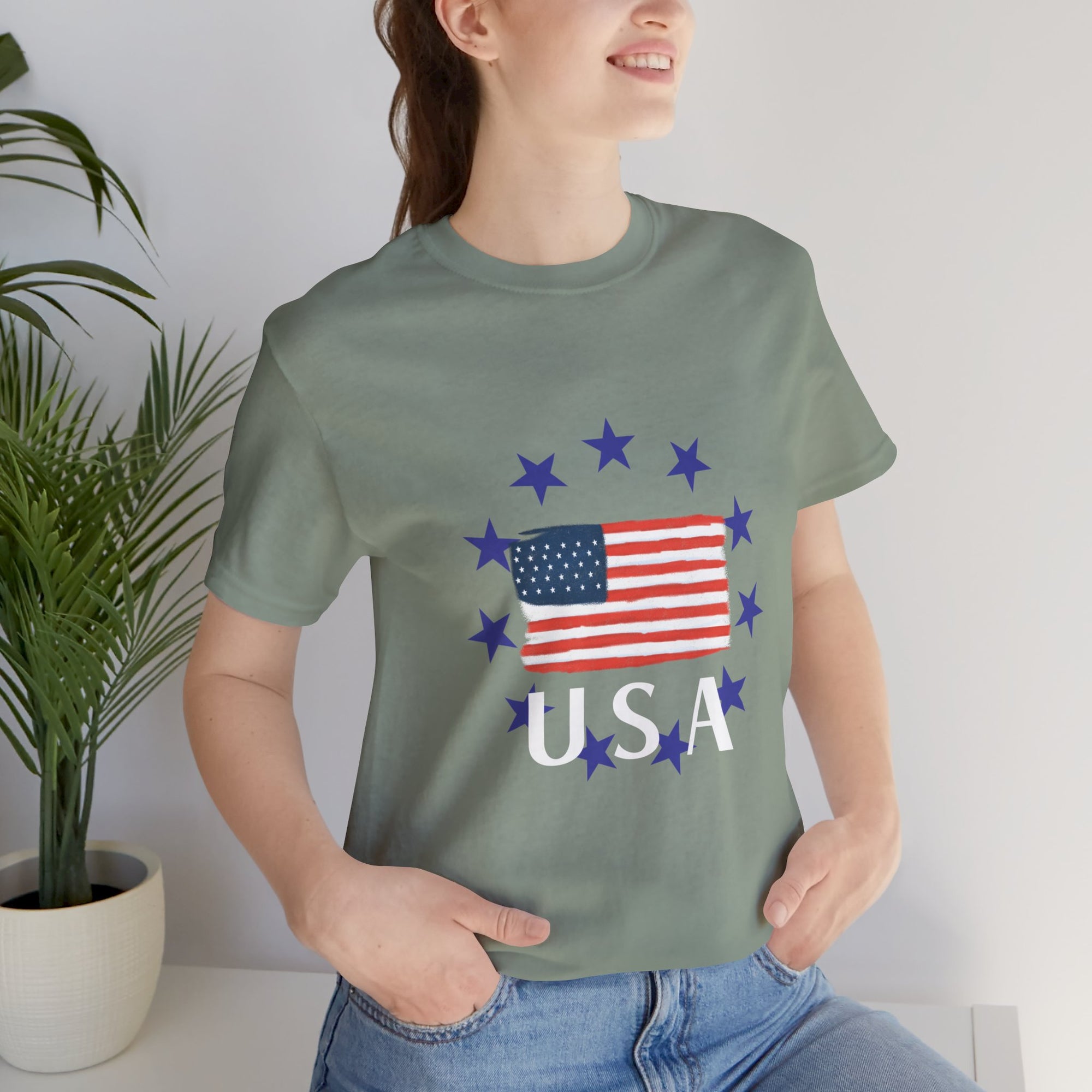 USA Womens Jersey Short Sleeve Tee Shirt - T&amp;L Apparel Store