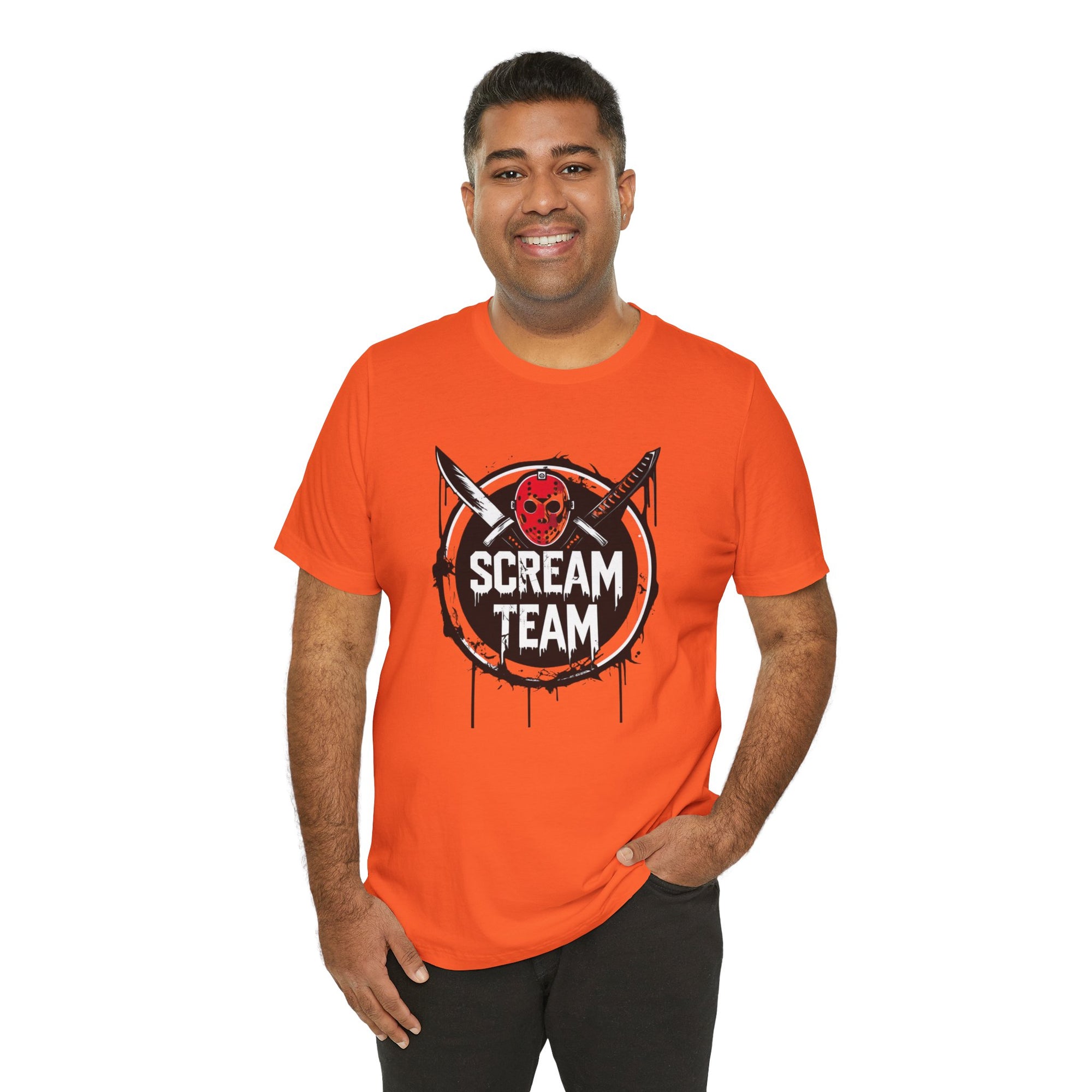 Scream Team Graphic Tee, Halloween Shirt, Unisex Casual Wear, Spooky Party Outfit, Horror Lovers Gift, Movie Night Apparel