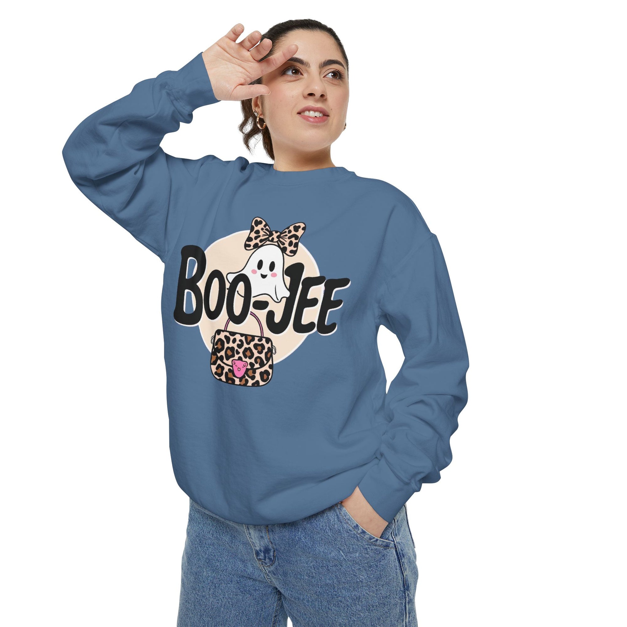 Boo-Jee Ghost Sweatshirt: Fun Halloween Unisex Graphic Sweatshirt for Cozy Fall Vibes
