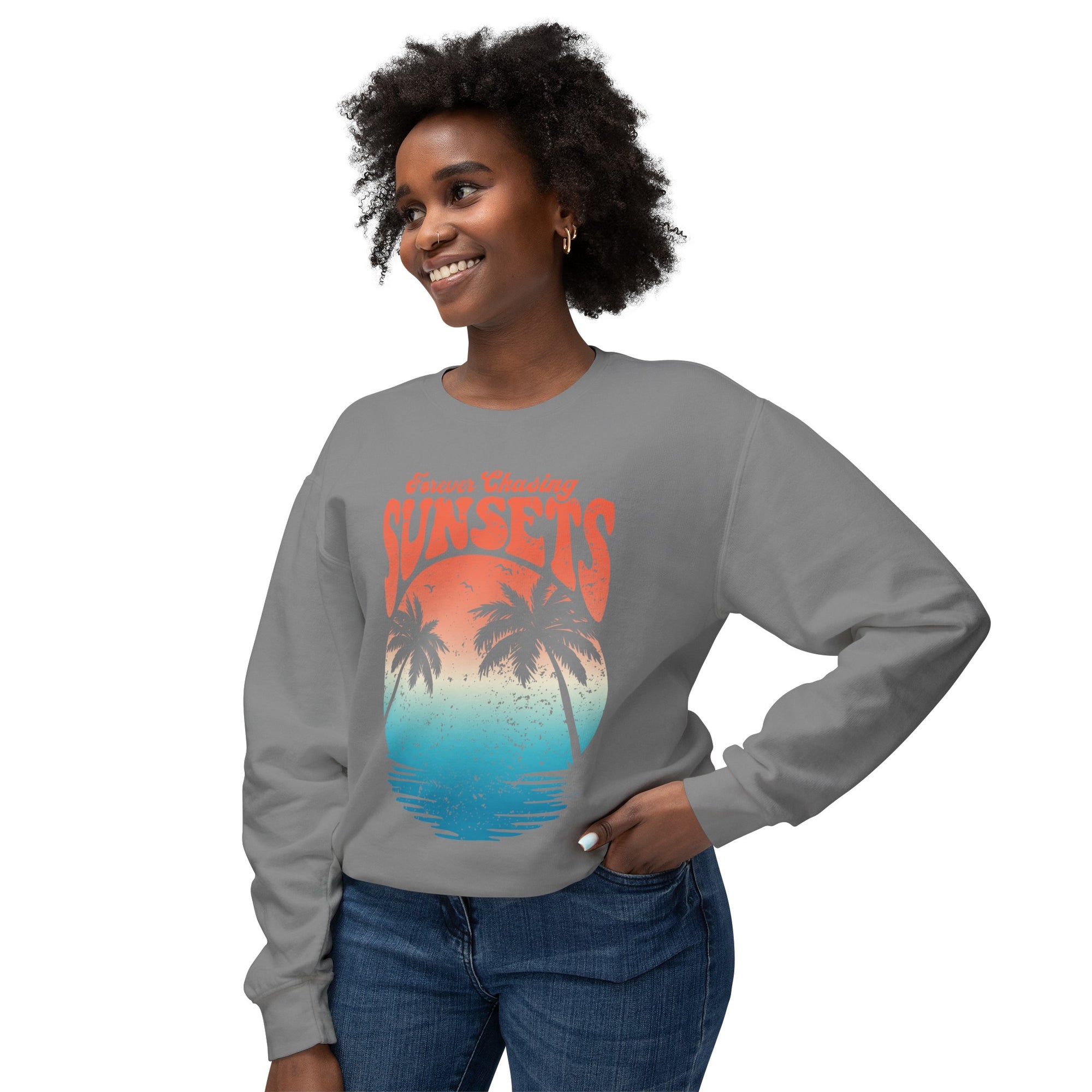 CHASING SUNSET Women&#39;s Lightweight Crewneck Sweatshirt - T&amp;L Apparel Store