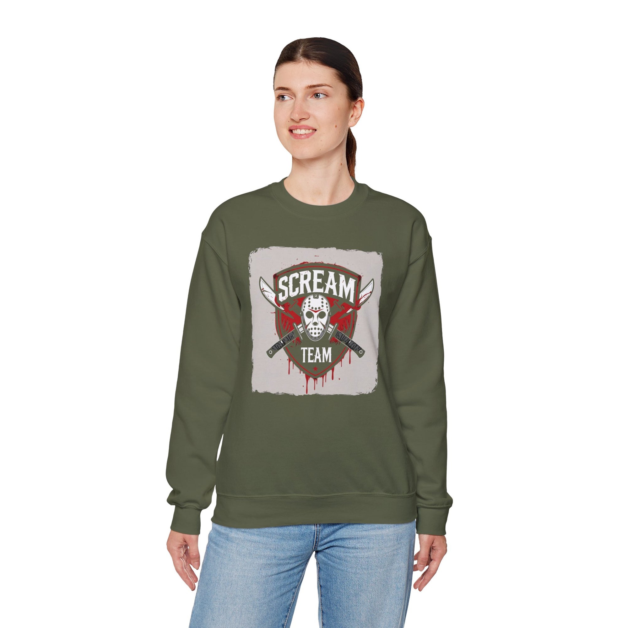 Scream Team Crewneck Sweatshirt - Perfect for Halloween, Casual Style, Cozy Comfort, Unisex Gift, Horror Fans