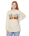 Halloween Coffee Time - Unisex Garment-dyed Long Sleeve T-Shirt - T&L Apparel Store