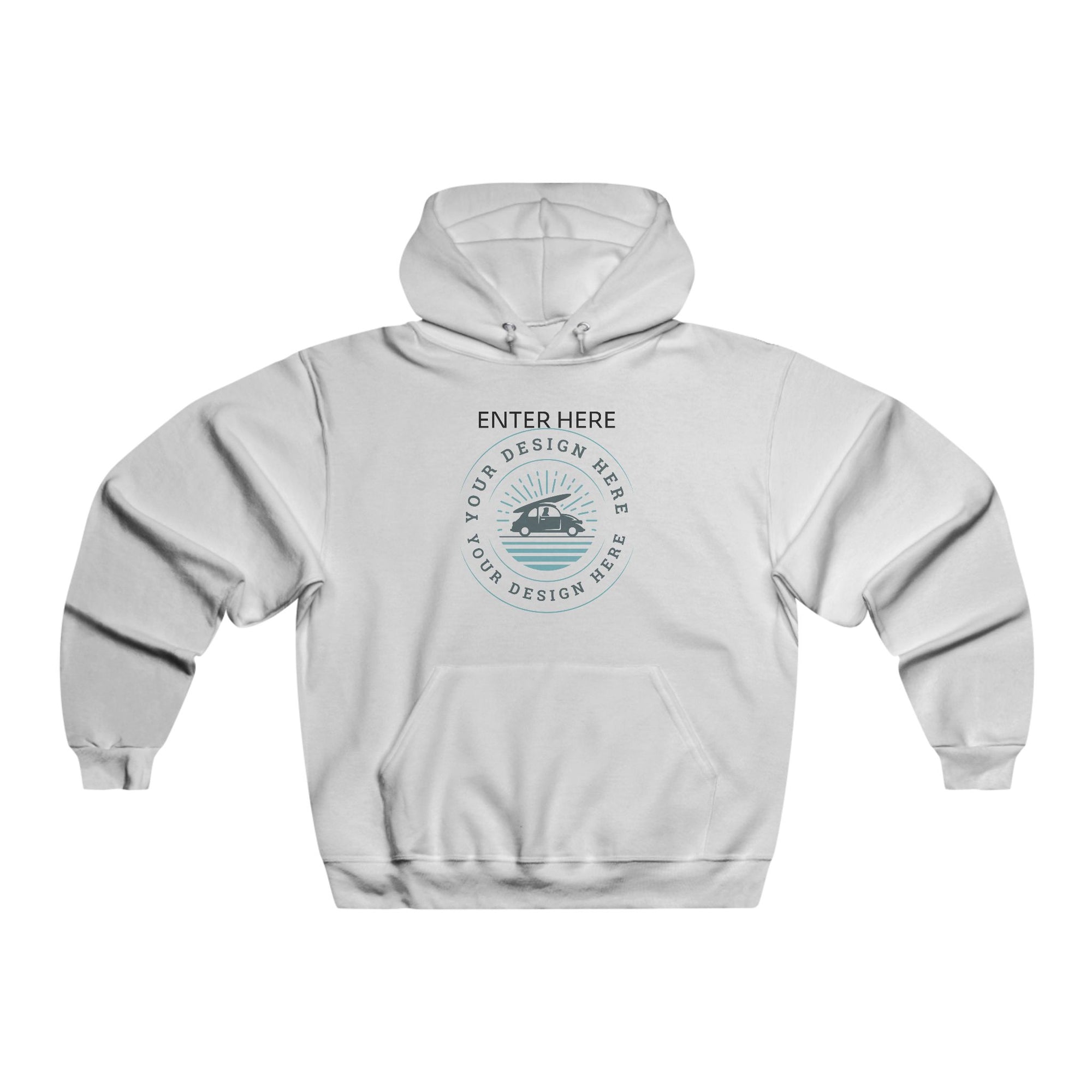 Light gray hoodie with a customizable design area on a white background