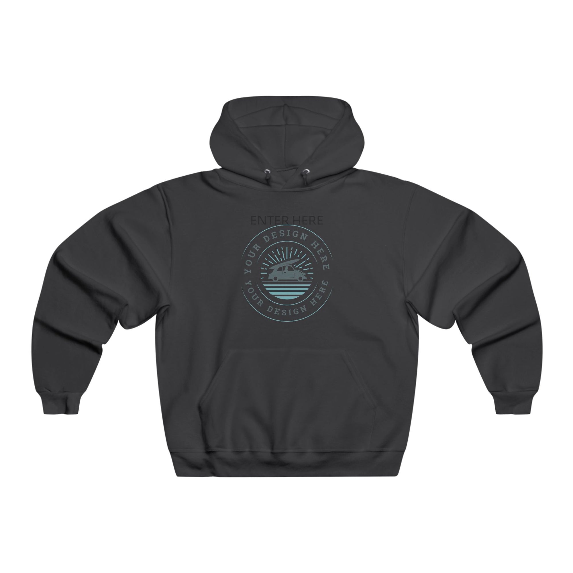 Black hoodie with a design placeholder on a white background