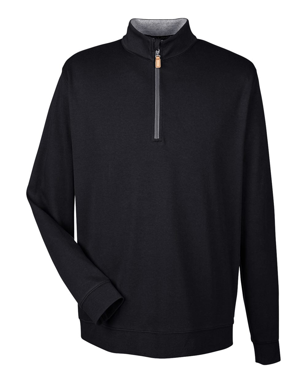 Black quarter-zip sweatshirt on a white background