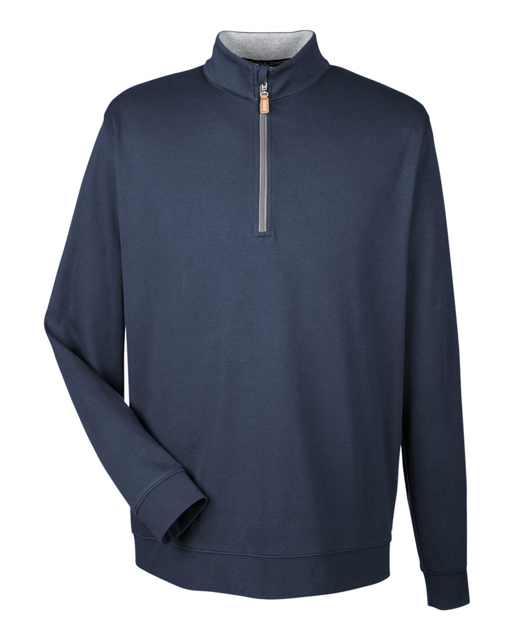 Navy blue half-zip pullover on a white background