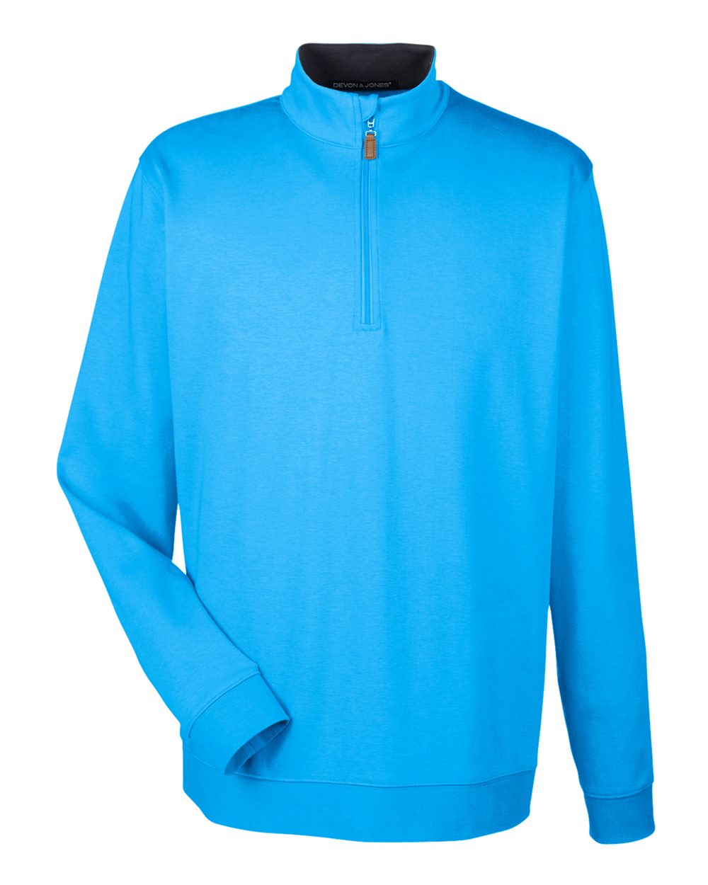 Blue pullover with a quarter zip on a white background