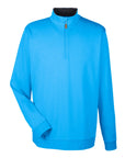 Blue pullover with a quarter zip on a white background
