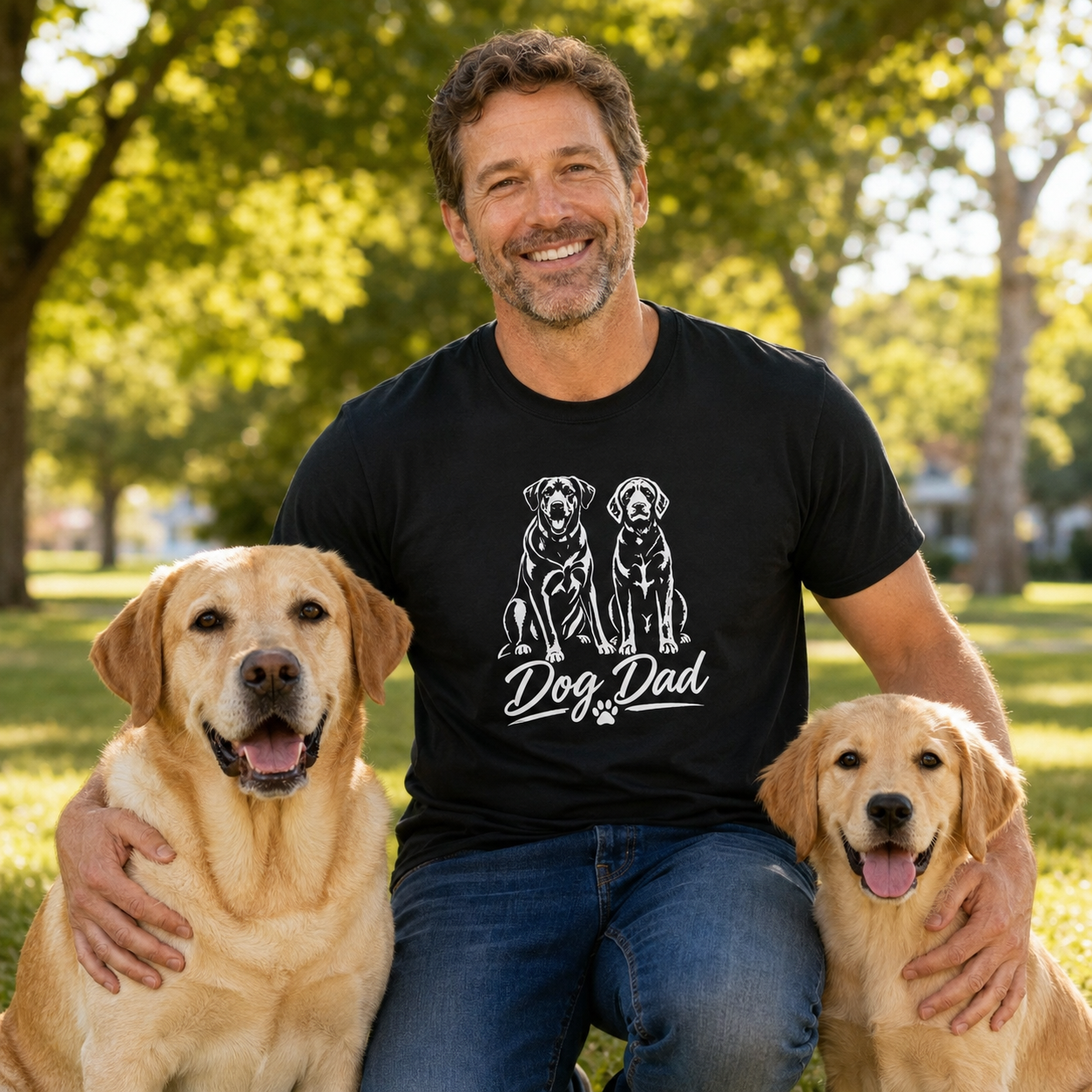 Dog Dad Best Friends Graphic T-Shirt | Gildan G640 Softstyle