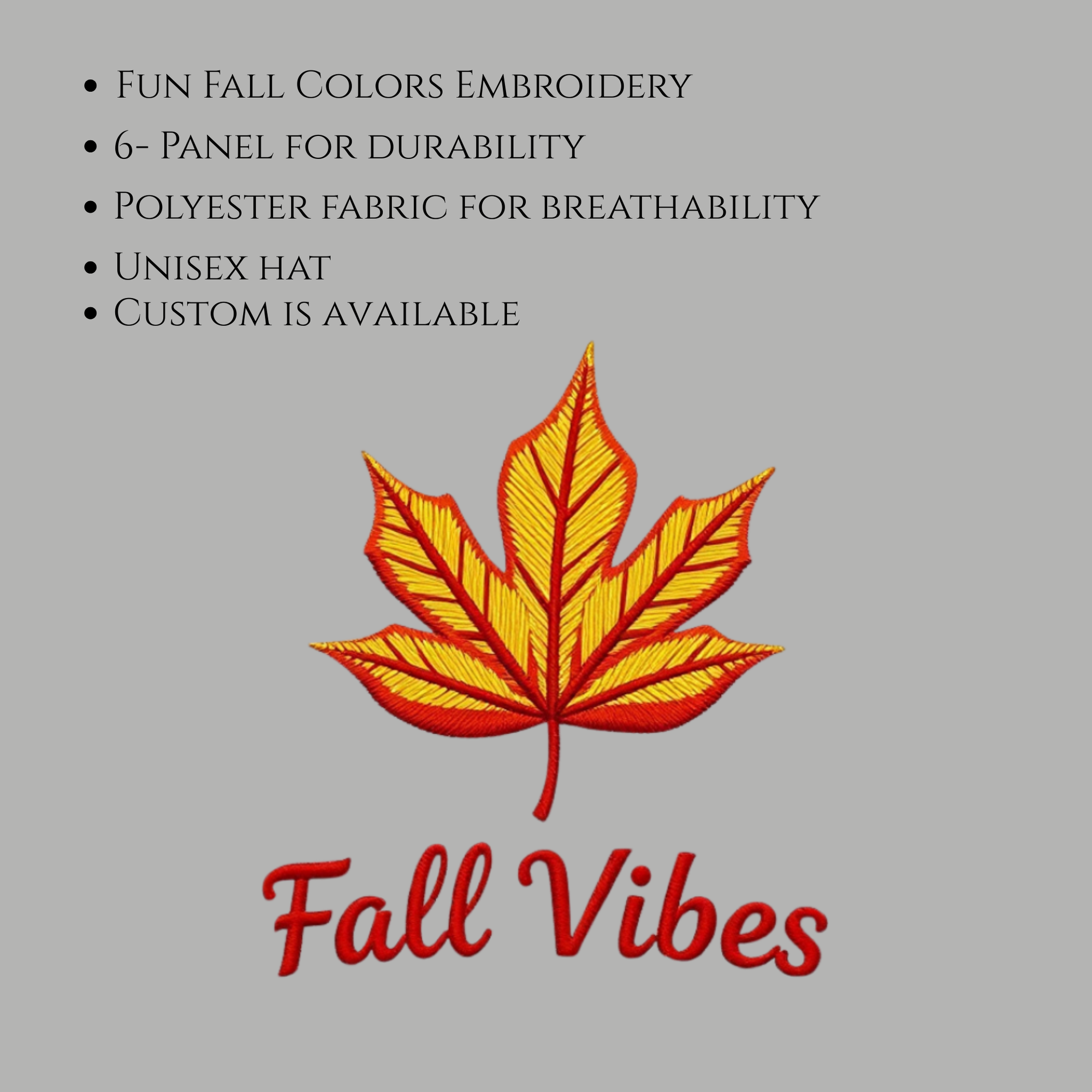 Embroidered Fall Vibes Foam Trucker Hat, Autumn Hat, Cool Weather Accessory, Outdoor Lifestyle, Gift for Him/Her
