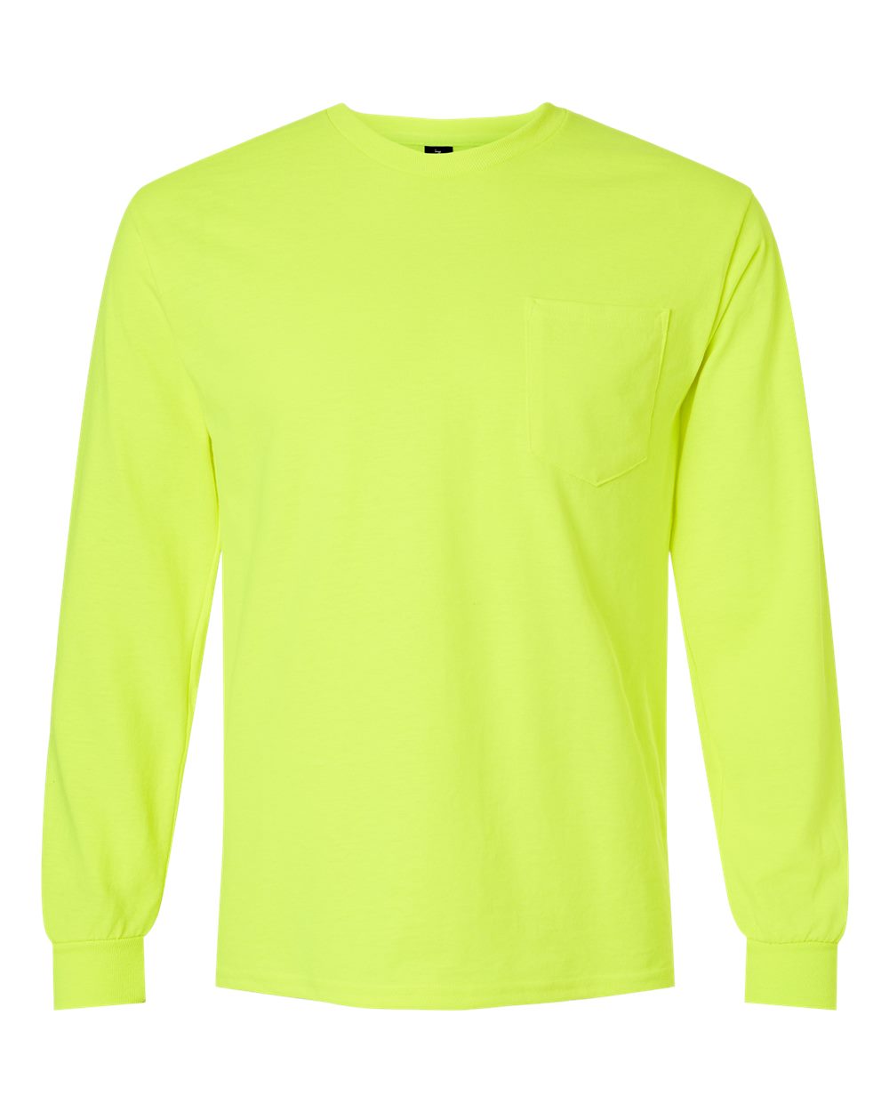 Neon green long-sleeve shirt on a white background
