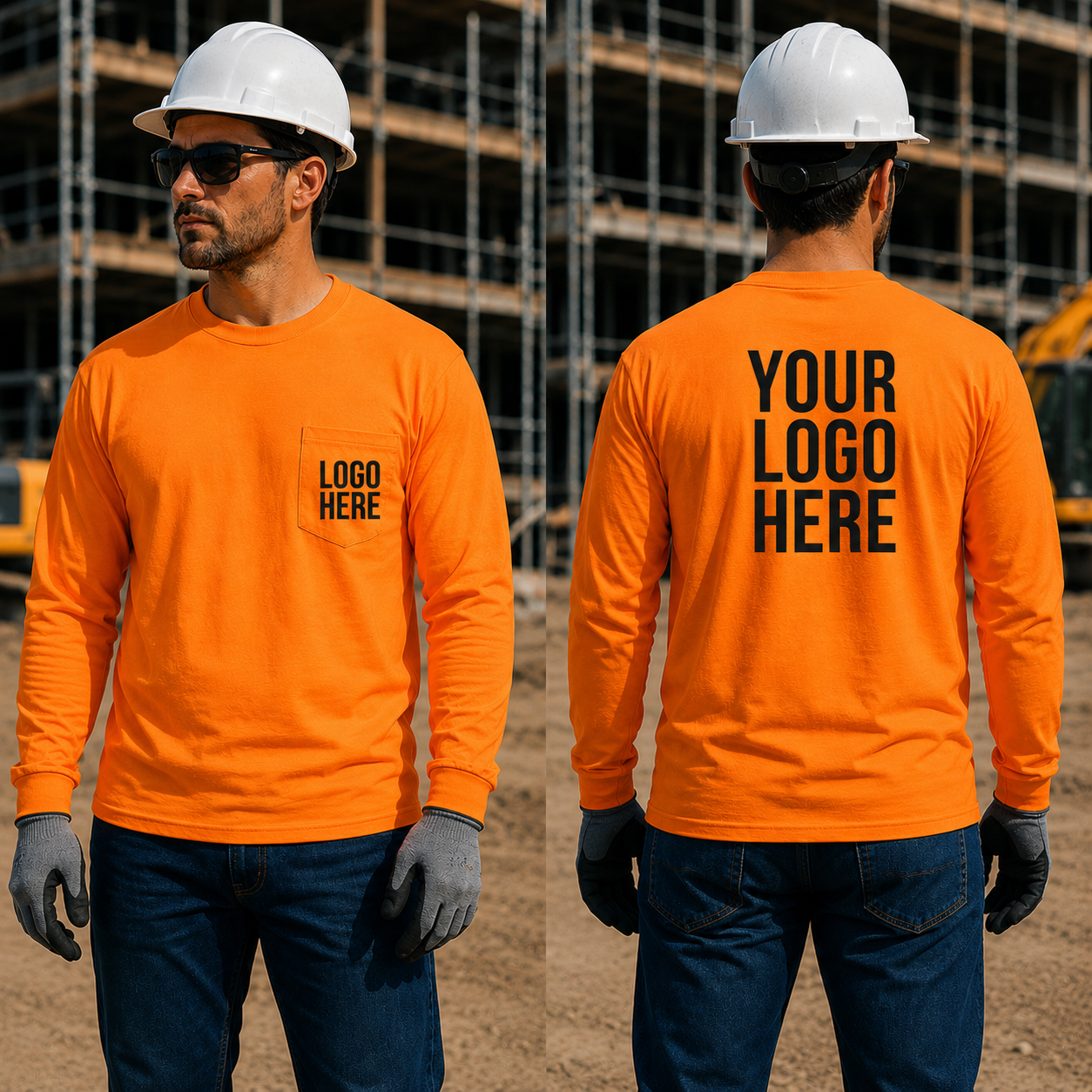 Gildan Hi-Vis Long Sleeve Pocket T-Shirt | Custom Screen Print &amp; DTF | ANSI Compliant