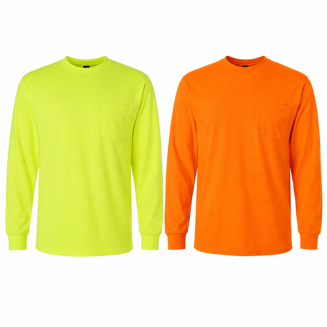 Gildan Hi-Vis Long Sleeve Pocket T-Shirt | Custom Screen Print &amp; DTF | ANSI Compliant