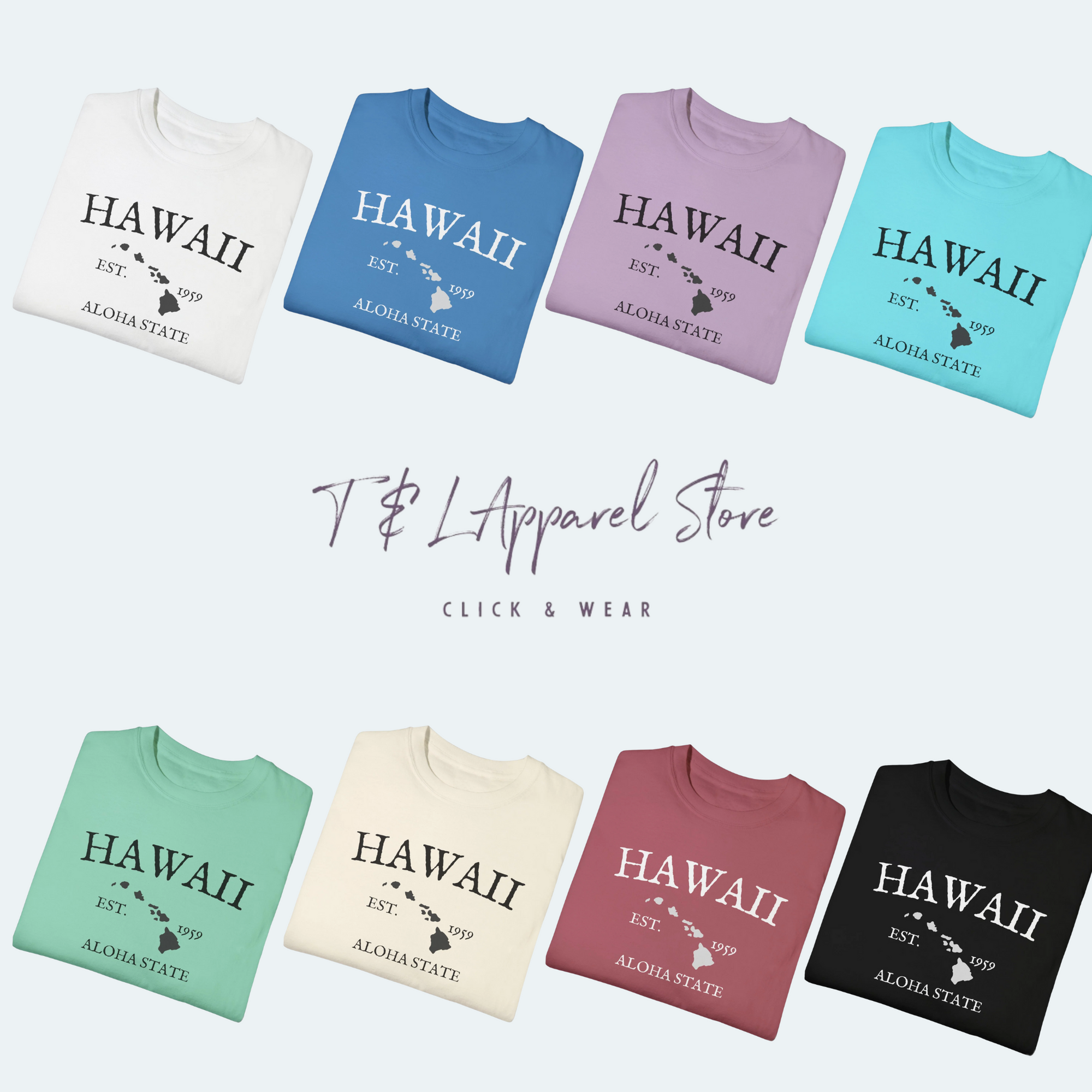 Retro Hawaii Garment-Dyed T-Shirt - Casual, Beach Vibes, Perfect for Travelers Hawaii_Est_1959_Color_Options_for_Comfort_Colors T-Shirt
