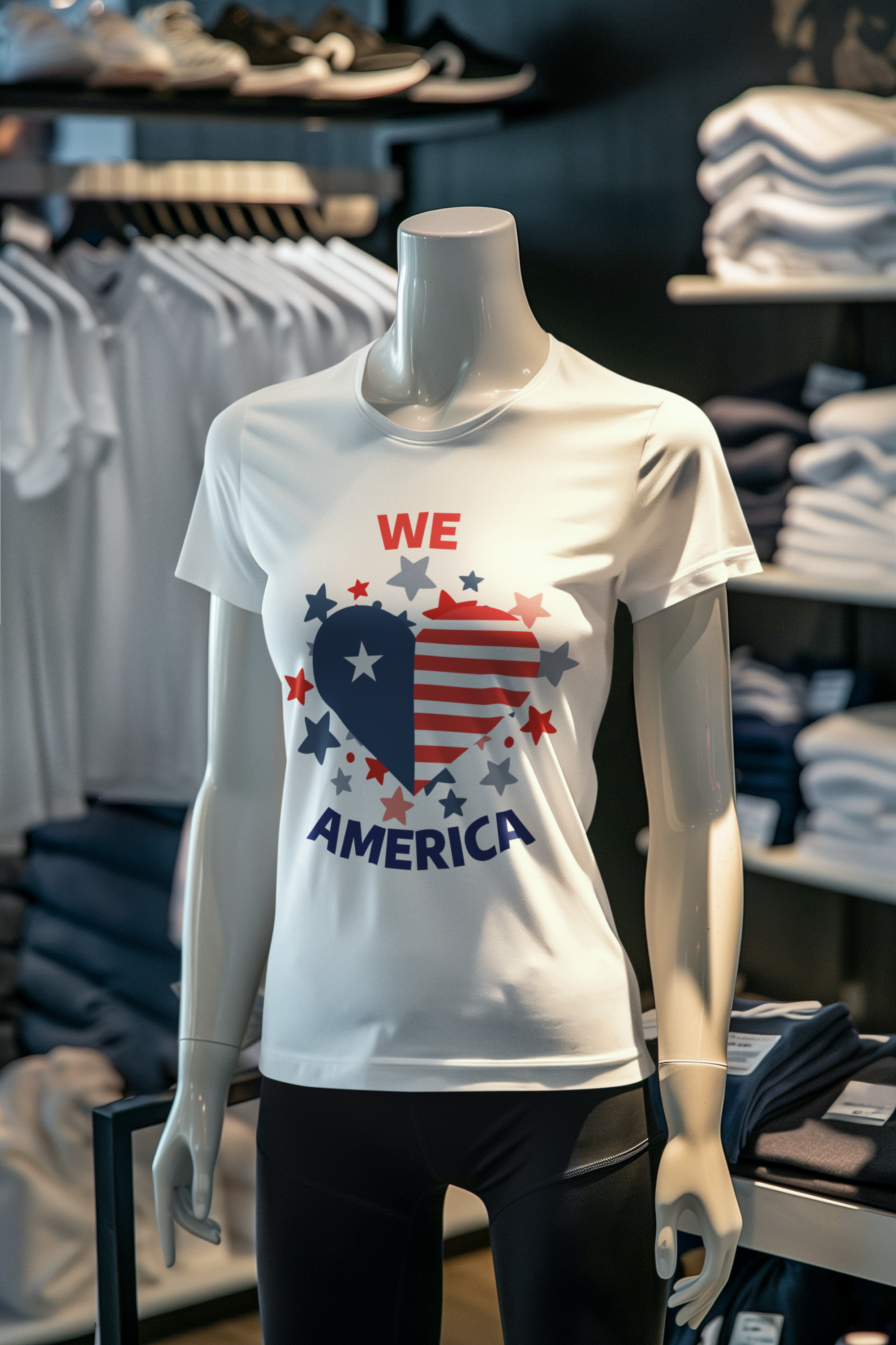 WE LOVE AMERICA Women&#39;s Fitted Tee Shirt - T&amp;L Apparel Store