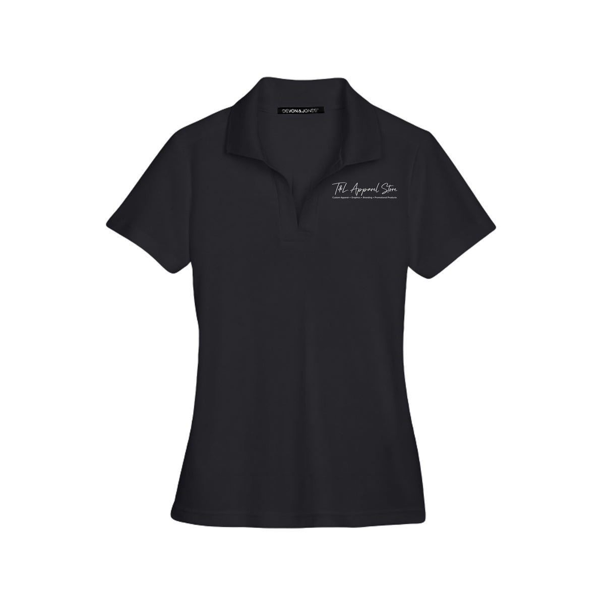 Custom Ladies CrownLux Performance Polo Black Devon &amp; Jones DG20W CrownLux Performance Ladies' Plaited Polo