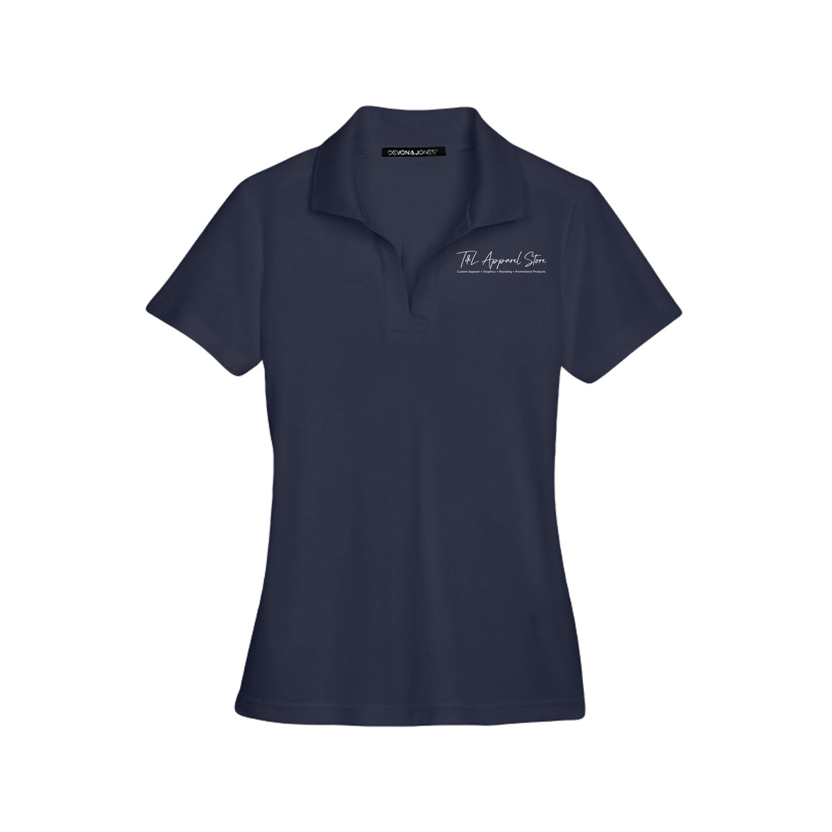 Custom Ladies CrownLux Performance Polo Navy Devon &amp; Jones DG20W CrownLux Performance Ladies' Plaited Polo