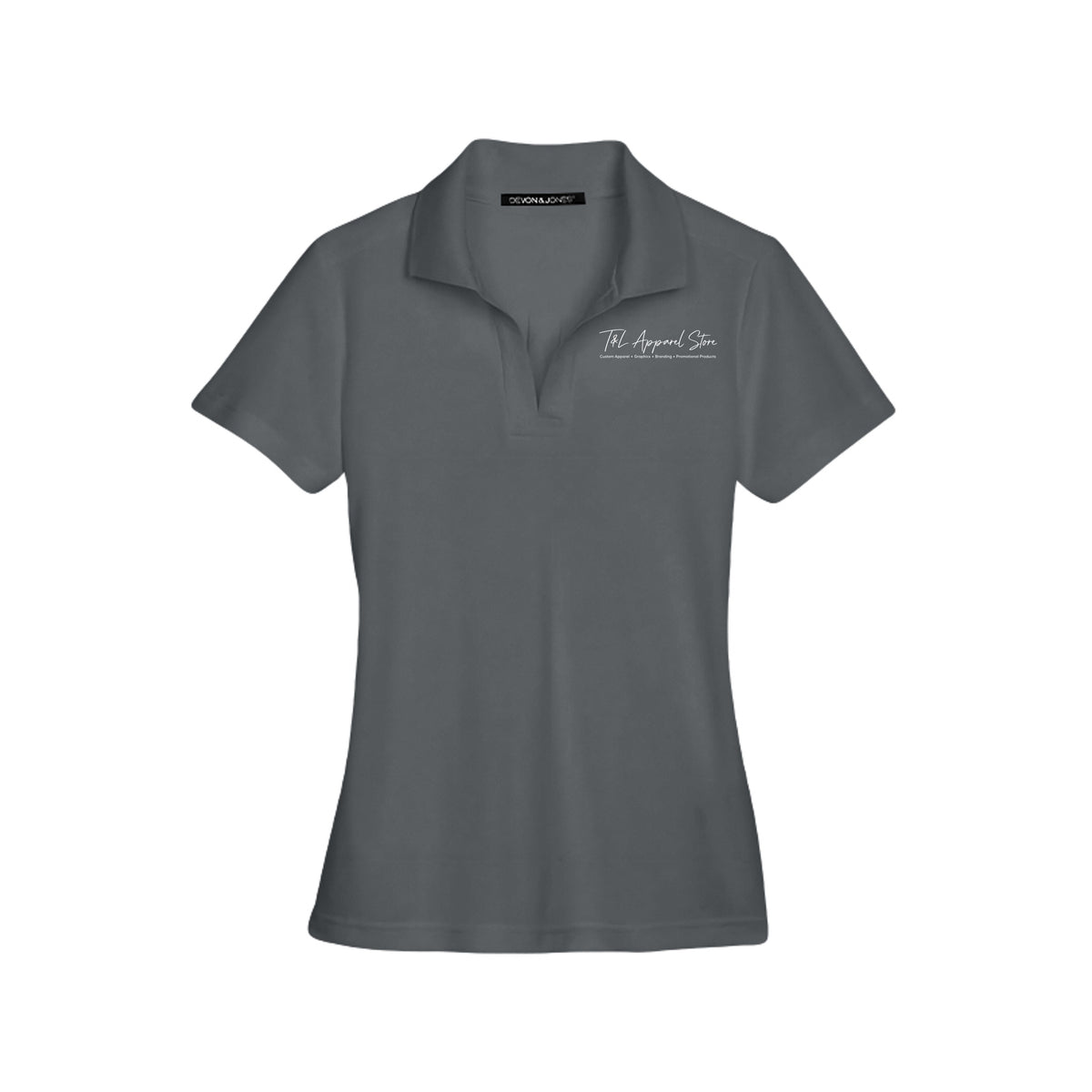 Custom Ladies CrownLux Performance Polo Graphite Devon &amp; Jones DG20W CrownLux Performance Ladies' Plaited Polo