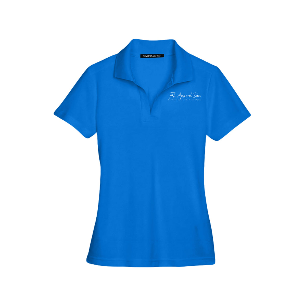 Custom Ladies CrownLux Performance Polo French Blue Devon &amp; Jones DG20W CrownLux Performance Ladies' Plaited Polo